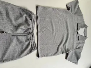 Herren Sommer Freizeit texturiert Kurzarm Polohemd und passende Shorts Zweiteiler