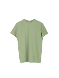 Heren effen groen korte mouw t-shirt slim fit zomer casual basic top overhemden mooi