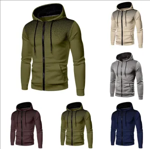 Men's full zip hoodie gradient dot print casual autumn winter long sleeve hooded sweatshirt