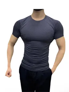 Men's gym fitness compression quick dry short sleeve t-shirt athletic training tops