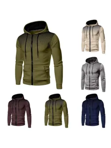 Men's Casual Zip Up Hoodie Long Sleeve Printed Sweatshirt Athletic Outerwear With Pockets For Daily Sports