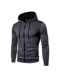 Men's full zip fleece hoodie with gradient dot pattern casual hooded sweatshirt outerwear.