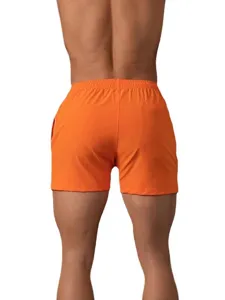 Herren Sommer lässige Sport Fitness Laufen atmungsaktive orange Shorts Rückansicht Stil