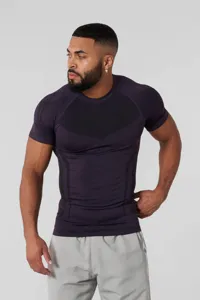 Men's compression athletic t-shirt short sleeve fitness gym training top for workout.