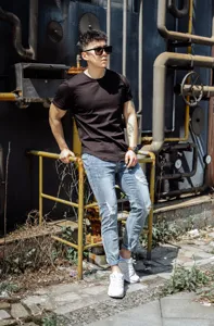 Men fitness gym t-shirt casual short sleeve athletic workout top summer muscle running apparel