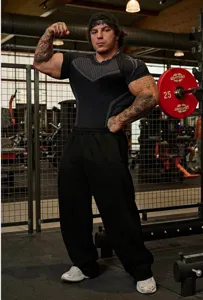 Men compression gym t-shirt athletic training short sleeve fitness top for workout.