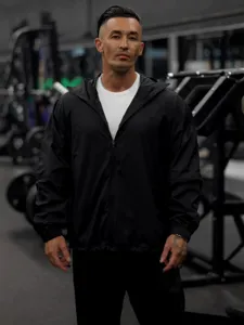 Men Hooded Sun Protection Jacket Quick Dry Sports Top Breathable Full Zip Long Sleeve Activewear For Fitness Jogging Outdoor Training