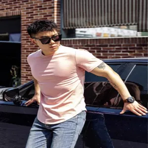Men's Casual Cotton T-Shirt Slim Fit Solid Color Short Sleeve Crew Neck Top For Fitness Sports Gym Athletic Wear