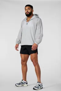 Men's lightweight hooded sun protection zip jacket sportswear for running and fitness training