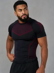 Men Compression T Shirt Quick Dry Breathable Short Sleeve Slim Fit Sports Fitness Training Athletic Workout Top