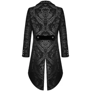 Men Gothic Steampunk Black Brocade Tailcoat Jacket Vintage Victorian Tuxedo Coat
