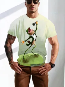 T-shirt homme impression 3D animal drôle manches courtes col rond haut d'été mode