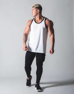 Herren Fitness Tanktop Sommer Freizeit Sport rückenfreies ärmelloses schwarzes Trägertop