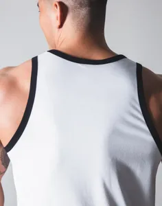Herren Tanktop atmungsaktiv Sommer Sport Fitness Racerback Freizeit Sportbekleidung weiss