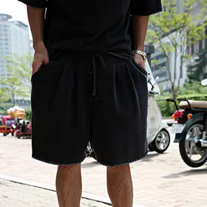 Men's casual loose black shorts and t-shirt summer set streetwear trendy fashion outfit.
