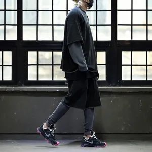 Men summer casual loose short sleeve t-shirt and shorts set streetwear sportswear outfit