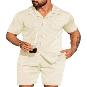Ensemble chemise et short manches courtes casual ete homme tenue vacances deux pieces.