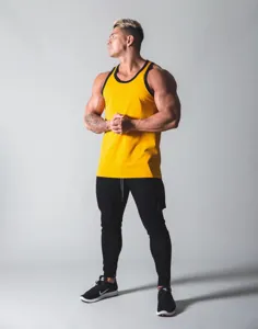 Herren Sommer Fitness Tanktop athletisch Training ärmellos Sportbekleidung gelb neu