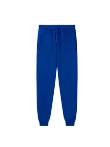 Men's solid color fleece-lined casual sweatpants warm drawstring winter sports trousers