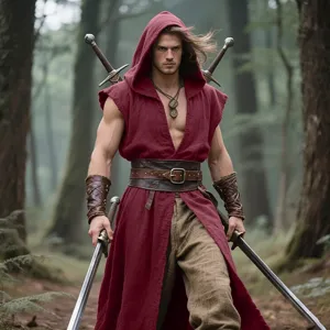Medieval sleeveless hooded tunic, renaissance costume cloak, ideal for LARP and Halloween events.