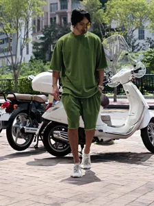 Men summer casual sports t-shirt and shorts set loose oversized streetwear apparel