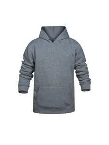 Men's casual fleece hooded sweatshirt with front pocket and adjustable drawstring grey.