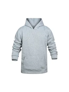 Men's casual grey hoodie classic hooded long sleeve pullover with front pocket solid color.