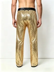 Men's gold sequin trousers shiny stage performance dance party trousers formal party pants