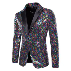 Veste de costume à sequins colorés pour homme brillant blazer pour spectacle fête club mode