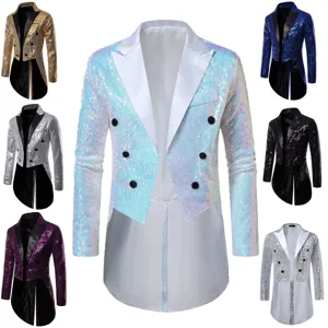 Herren Pailletten Frack Party Blazer glitzernde Bühnenperformance Jacke Anzug neu