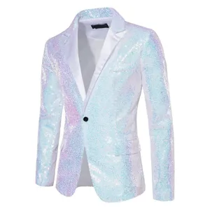 Vestes de costume blazer à sequins brillants pour hommes fête club spectacle scène