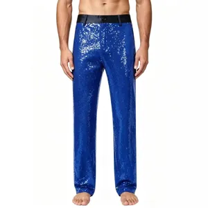 Men's Sequins Sparkly Stage Performance Dress Pants Straight Leg Trousers For Dance Party