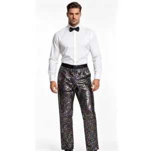 Men's colorful sequin dress pants for stage dance performance, party, and choir events.