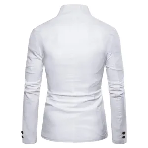 Homme blazer col montant décontracté veste de costume blanche, manteau élégant top.