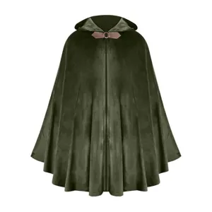 Mantello con cappuccio in velluto medievale per cosplay di Halloween, costume da vampiro e pirata.