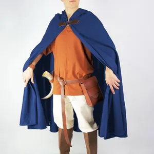 Mantello con cappuccio medievale uomo Halloween cosplay costume vampiro pirata ranger gioco ruolo