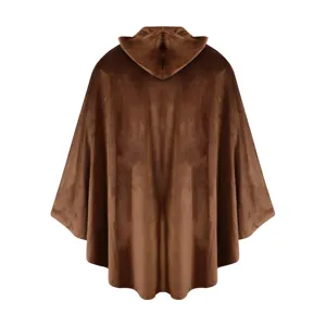 Mantello con cappuccio marrone per cosplay medievale, costume di Halloween e spettacolo.