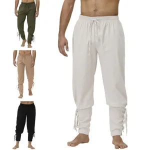 Hombres Renacimiento Medieval Vintage Vendaje Pantalón Pitillo Cordón Mezcla de Algodón Escenario Rendimiento Cosplay Disfraz Pantalones