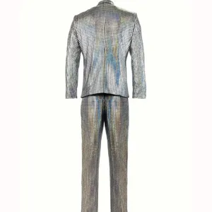 Men Sequin Bronzing Suit Set Party Stage Nightclub Shiny Performance Blazer And Pants