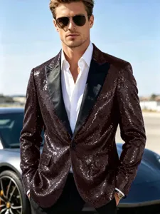Chaqueta de traje con lentejuelas para hombre blazer elegante de fiesta para discoteca.