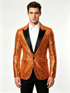 Stilvoller Herren Pailletten Blazer tailliert geschnittener eleganter Party Anzug.