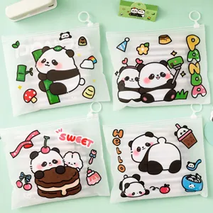 Süße Panda Transparente PVC Dokumententasche Wasserdichte Federtasche Schüler Große Kapazität Schreibwaren Aufbewahrungstasche
