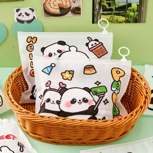 Süßer Cartoon Panda transparenter Reißverschluss Aktenordner, A5 Schreibwaren Aufbewahrung.