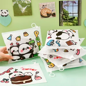 Süßer Panda transparenter A5 Reißverschluss Federmäppchen großer Kapazität Schreibwaren Tasche.