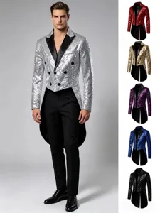 Men's sequin tailcoat tuxedo jacket blazer for party stage performance night club wear.
