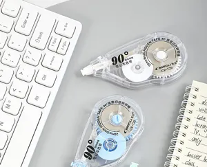 Detail shot of transparent 90-degree rotating correction tape with 20mx5mm large capacity.