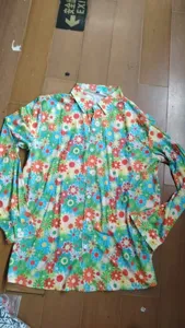 Herren Retro bunter Blumenprint Langarm Hemd Freizeit Vintage Knopfleiste Oberteil