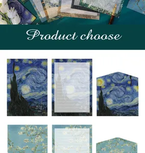 Set de papeterie d'art Van Gogh avec papier à lettres Nuit étoilée et Fleurs d'amandier.