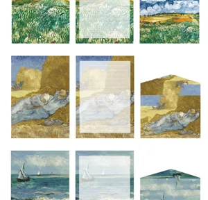 Papeterie peinture a l'huile Van Gogh ensemble lettres enveloppes art retro ecriture.
