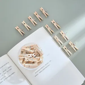 Wooden pushpin clips set for photo walls, creative memo paper holders with metal pins.